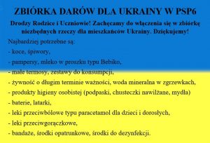 Zbiórka darów dla Ukrainy